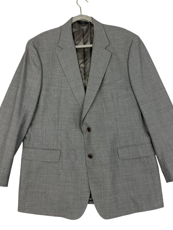 Brooks Brothers 346 Blazer Mens 46 Regular Gray Wool Stretch Two Button Lined